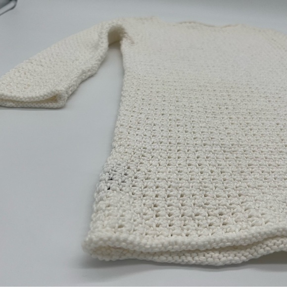 Lauren Ralph Lauren Cream Crochet Tunic Sweater M Hand Knit 100% Cotton Boho - Picture 9 of 11